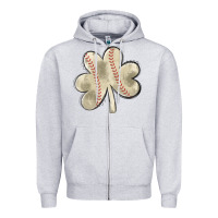 Heather Grey baseball distressed shamrock Zipper Hoodie - MaliasSmallBusiness