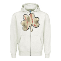 Oatmeal Heather baseball distressed shamrock Zipper Hoodie - MaliasSmallBusiness