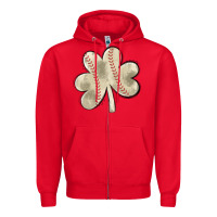 Red baseball distressed shamrock Zipper Hoodie - MaliasSmallBusiness
