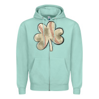 Seafoam baseball distressed shamrock Zipper Hoodie - MaliasSmallBusiness