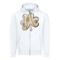 White baseball distressed shamrock Zipper Hoodie - MaliasSmallBusiness