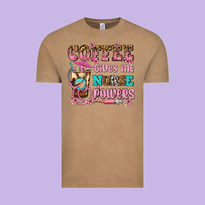Coffee Gives Me Nurse Power Vintage Tee Designed By Adodesignshop