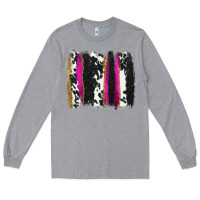 Heather Grey cow , yellow and pink glitter brushstrokes Long Sleeve Tee - AdoDesignShop