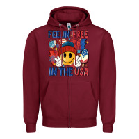 Burgundy feelin free in the usa Zipper Hoodie - MaliasSmallBusiness