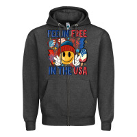 Charcoal Heather feelin free in the usa Zipper Hoodie - MaliasSmallBusiness