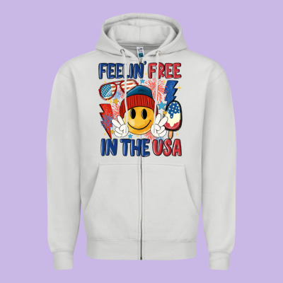 Feelin Free In The Usa Zipper Hoodie Designed By Maliassmallbusiness