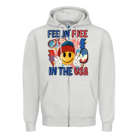 Dove Grey feelin free in the usa Zipper Hoodie - MaliasSmallBusiness