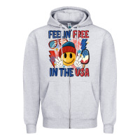 Heather Grey feelin free in the usa Zipper Hoodie - MaliasSmallBusiness