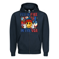 Navy feelin free in the usa Zipper Hoodie - MaliasSmallBusiness