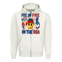 Oatmeal Heather feelin free in the usa Zipper Hoodie - MaliasSmallBusiness