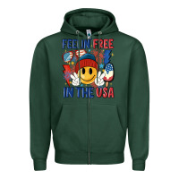 Sports Green feelin free in the usa Zipper Hoodie - MaliasSmallBusiness