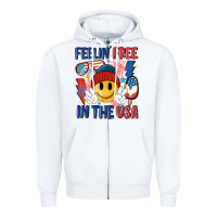 White feelin free in the usa Zipper Hoodie - MaliasSmallBusiness