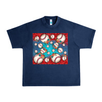Navy baseball paisley and jean pattern Urban Heavy Tee - JahusDesignShop