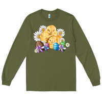 Army Green chicks eggs daisy easter Long Sleeve Tee - Artiststas