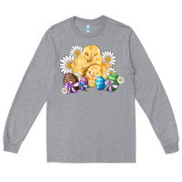 Heather Grey chicks eggs daisy easter Long Sleeve Tee - Artiststas