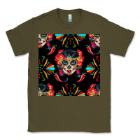 Army Green sugar skull seamless pattern Classic Tee - BundleAndBundleShop
