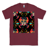 Burgundy sugar skull seamless pattern Classic Tee - BundleAndBundleShop