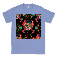 Colony Blue sugar skull seamless pattern Classic Tee - BundleAndBundleShop