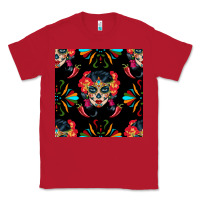 Red sugar skull seamless pattern Classic Tee - BundleAndBundleShop