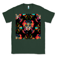 Sports Green sugar skull seamless pattern Classic Tee - BundleAndBundleShop