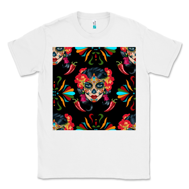 Sugar Skull Seamless Pattern Classic Tee by BundleAndBundleShop | Teevron