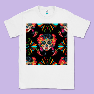 Sugar Skull Seamless Pattern Classic Tee Designed By Bundleandbundleshop