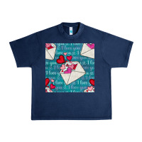 Navy valentines day envelope with hearts Urban Heavy Tee - BundleAndBundleShop