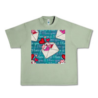 Oil Green valentines day envelope with hearts Urban Heavy Tee - BundleAndBundleShop
