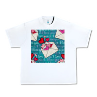 White valentines day envelope with hearts Urban Heavy Tee - BundleAndBundleShop