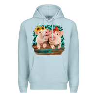 Blue Mist Cute Couple Pigs Premium Hoodie - Bettercallsaul