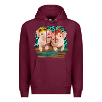 Burgundy Cute Couple Pigs Premium Hoodie - Bettercallsaul