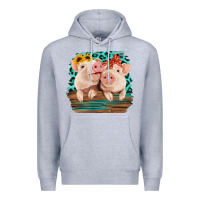 Heather Grey Cute Couple Pigs Premium Hoodie - Bettercallsaul