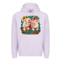 Lilac Cute Couple Pigs Premium Hoodie - Bettercallsaul