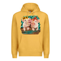 Mustard Cute Couple Pigs Premium Hoodie - Bettercallsaul