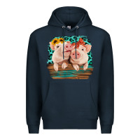 Navy Cute Couple Pigs Premium Hoodie - Bettercallsaul