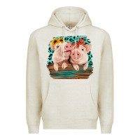 Oatmeal Heather Cute Couple Pigs Premium Hoodie - Bettercallsaul