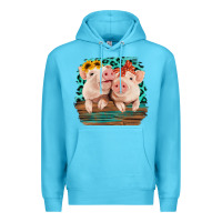 Ocean Blue Cute Couple Pigs Premium Hoodie - Bettercallsaul