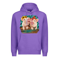 Purple Cute Couple Pigs Premium Hoodie - Bettercallsaul