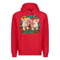 Red Cute Couple Pigs Premium Hoodie - Bettercallsaul