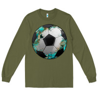 Army Green western sport soccer camouflage turquoise pattern Long Sleeve Tee - Artiststas