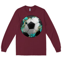 Burgundy western sport soccer camouflage turquoise pattern Long Sleeve Tee - Artiststas