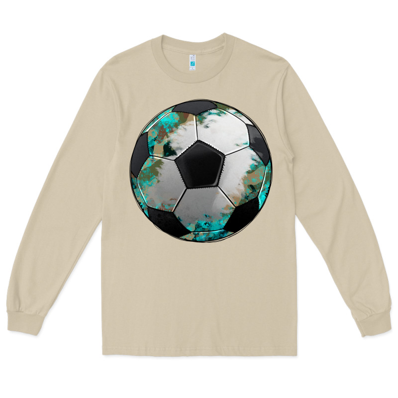Western Sport Soccer Camouflage Turquoise Pattern Long Sleeve Tee by Artiststas | Teevron