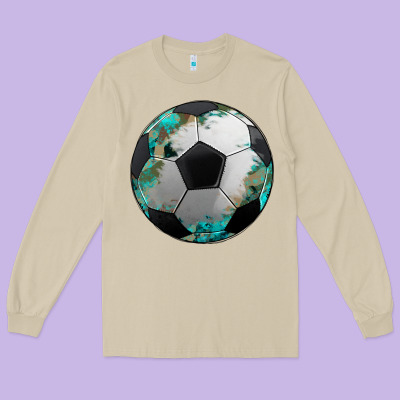 Western Sport Soccer Camouflage Turquoise Pattern Long Sleeve Tee Designed By Artiststas