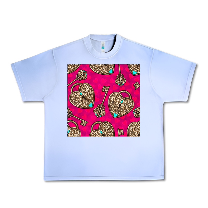 Valentines Day Lock And Key Seamless Pattern Urban Heavy Tee by BundleAndBundleShop | Teevron