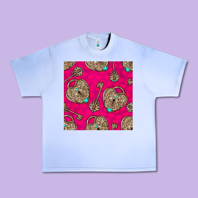 Valentines Day Lock And Key Seamless Pattern Urban Heavy Tee Designed By Bundleandbundleshop