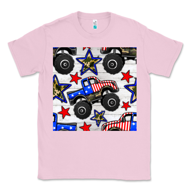 Usa Monster Truck Seamless Pattern Classic Tee by BundleAndBundleShop | Teevron