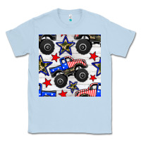Dusty Blue usa monster truck seamless pattern Classic Tee - BundleAndBundleShop