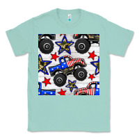 Seafoam usa monster truck seamless pattern Classic Tee - BundleAndBundleShop