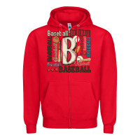 Red baseball Zipper Hoodie - MaliasSmallBusiness