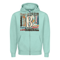Seafoam baseball Zipper Hoodie - MaliasSmallBusiness